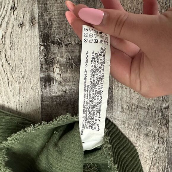 Zara Outerwear Green Corduroy Oversized Frayed Button Up Casual Jacket | XS - Picture 7 of 9